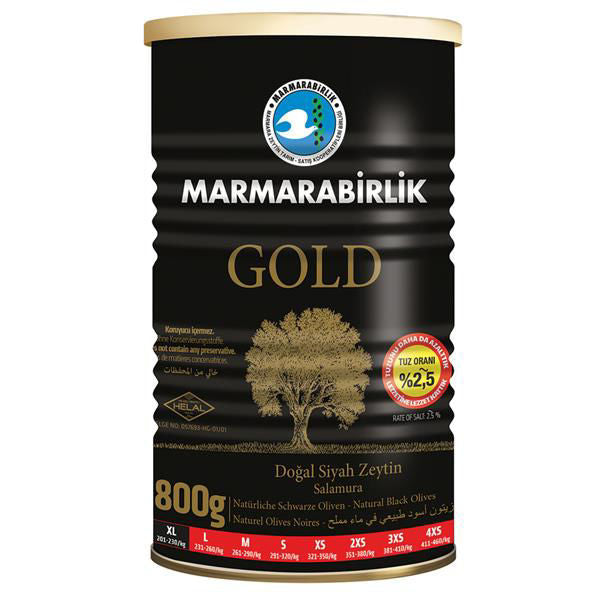 MARMARABIRLIK Gold Low Salt Black Olives XL 800g