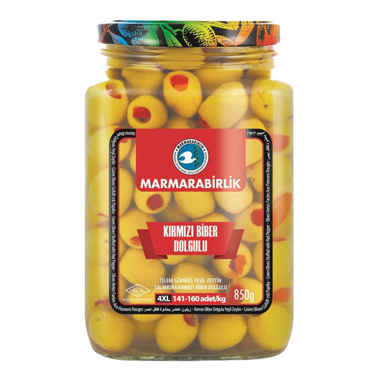 MARMARABIRLIK Pepper Stuffed Green Olives 4XL 850g