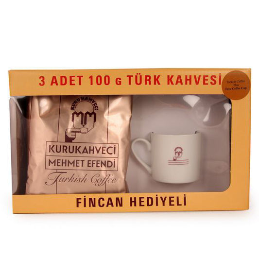 Kurukahveci Mehmet Efendi Ground and Roasted Turkish Coffee with Coffee Cup