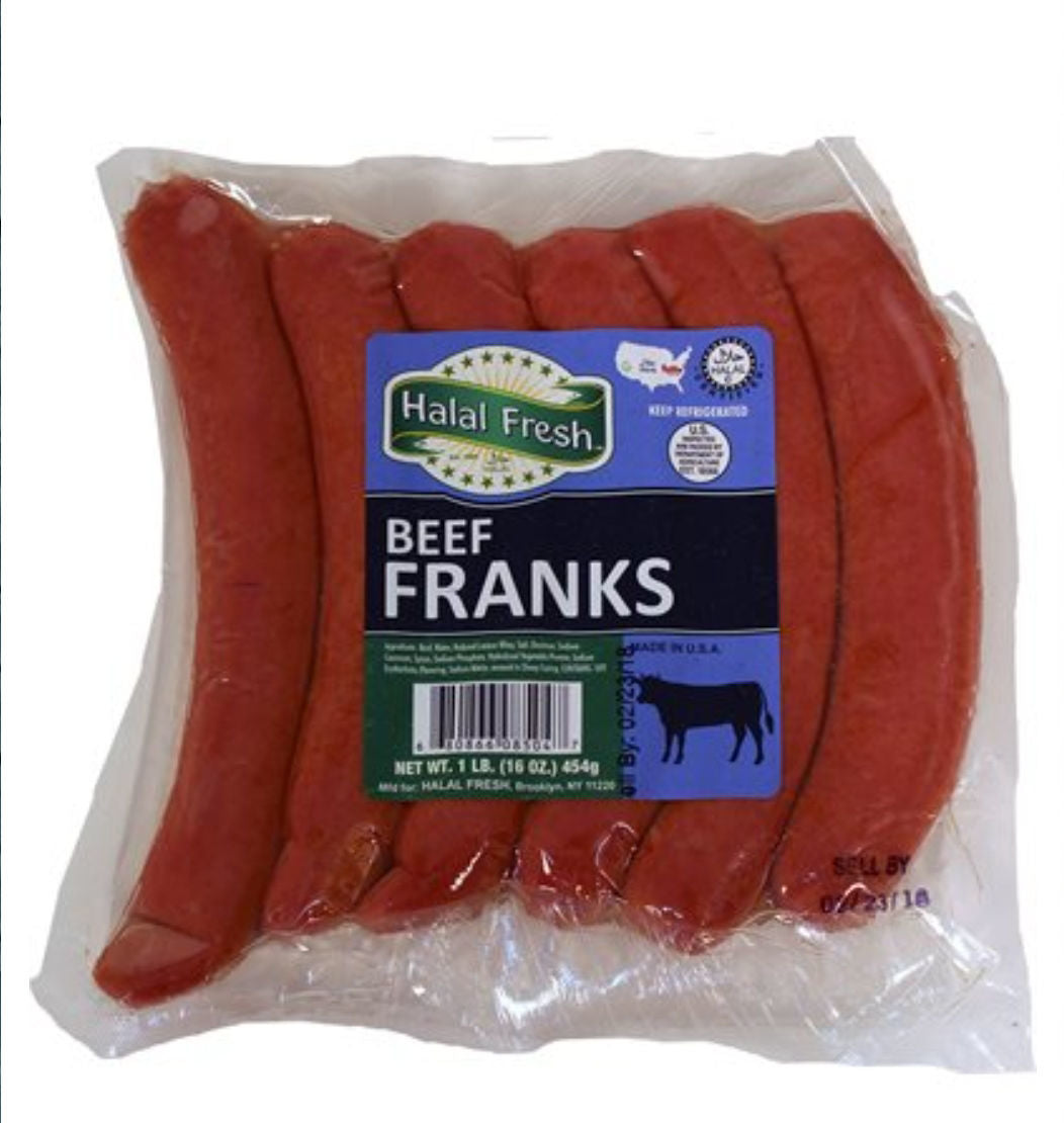 HALAL FRESH Beef Frankfurters 1lb (454g) packs