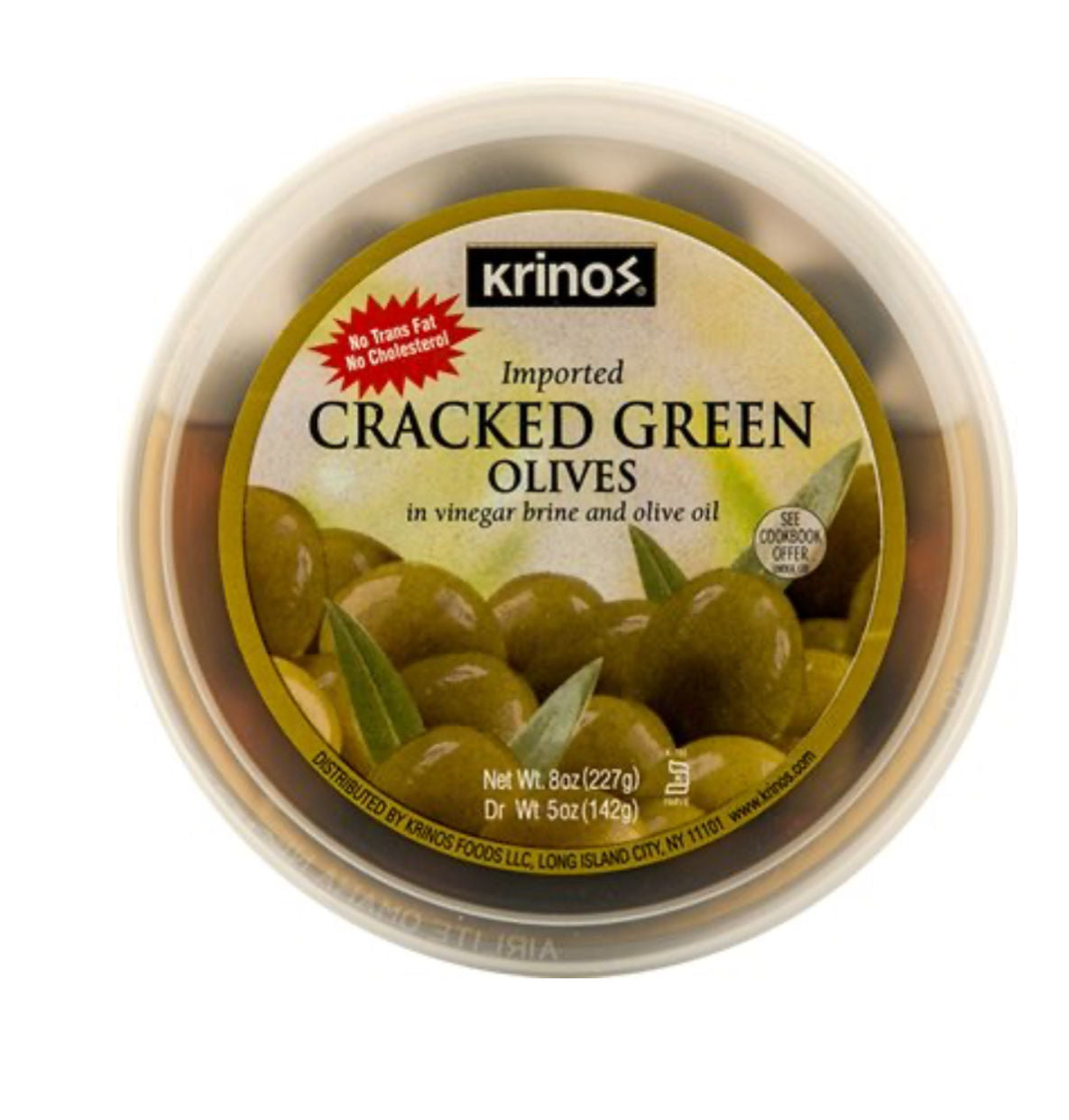 KRINOS Cracked Green Olives 454 g 1lb