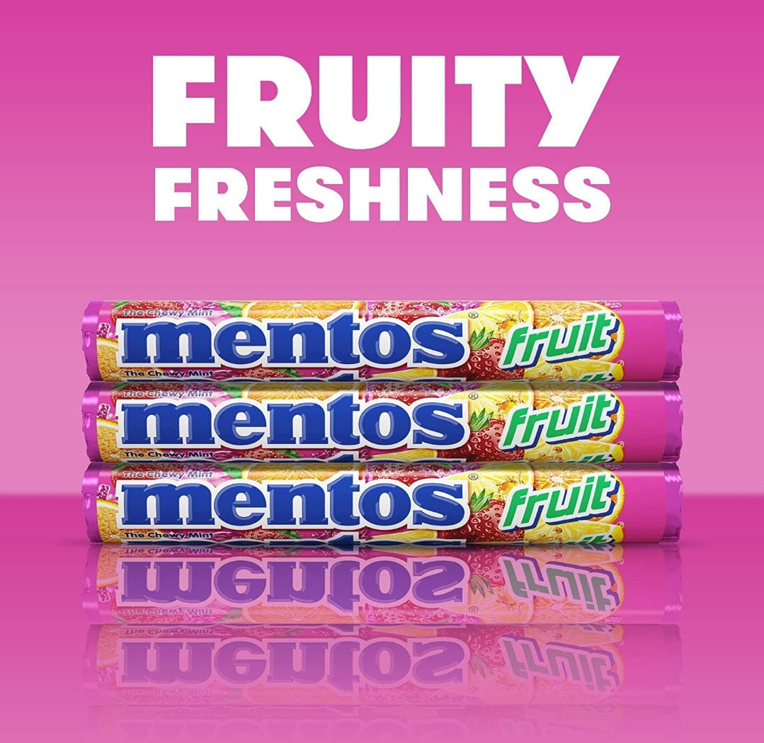 Mentos Candy, Mint Chewy Candy Roll with Fruit