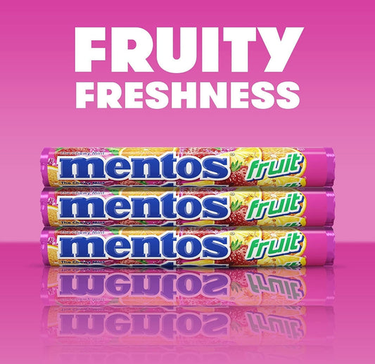 Mentos Candy, Mint Chewy Candy Roll with Fruit