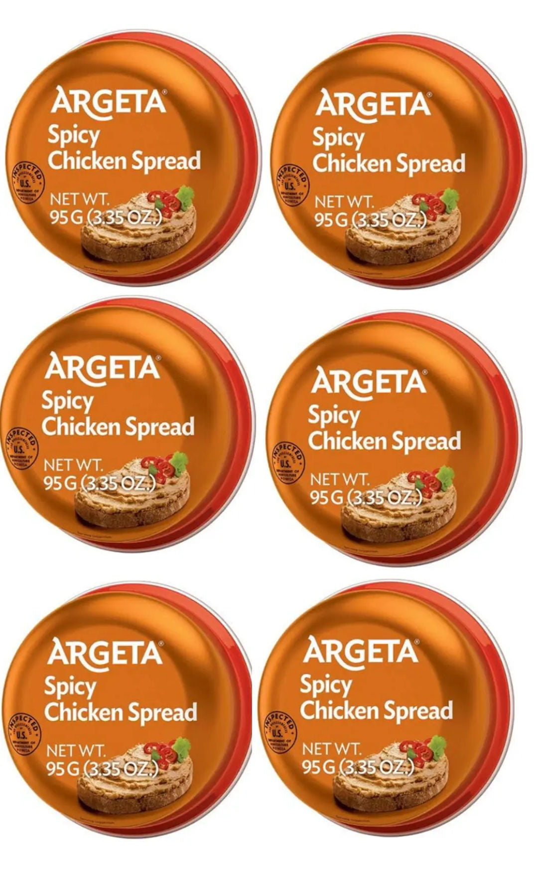 6 PACKS ARGETA SPICY CHICKEN SPREAD 95G