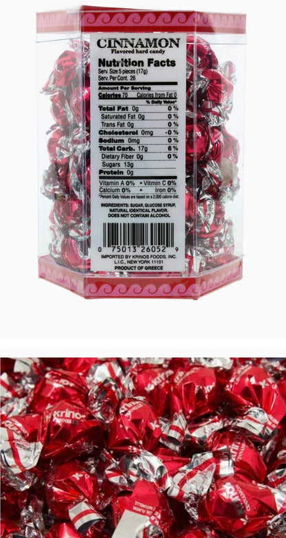 Krinos Ouzo Flavored Cinnamon Hard Candy, 10.6 oz (300g)