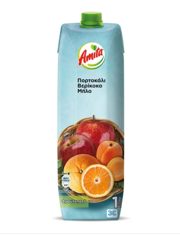 AMITA ORANGE, APPLE & APRICOT JUICE 1Lt