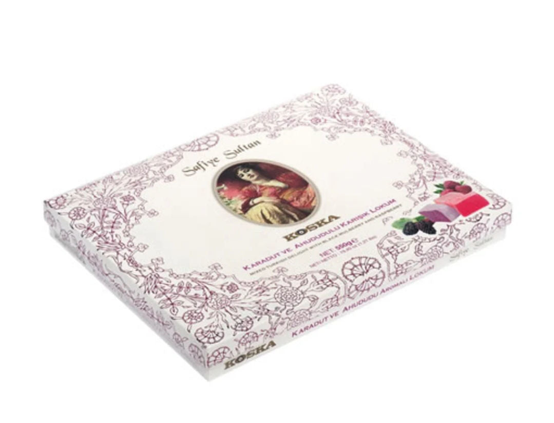 Koska Safiye Sultan Black Mulberry & Raspberry Turkish Delight (Karadut Ahududu Lokum) 550g