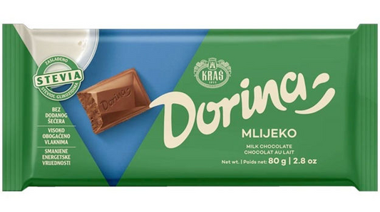 KRAS Dorina Milk Chocolate (sugar-free) 80g bar